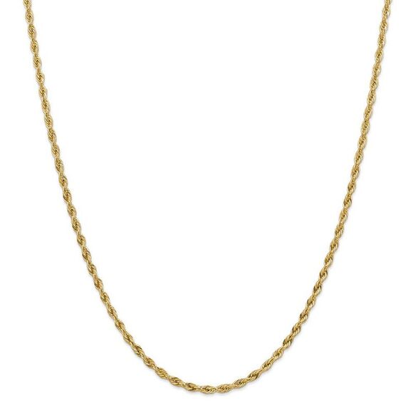 3mm 10k Yellow Gold Hollow Rope Chain Necklace, 26 Inch - Picture 1 of 4